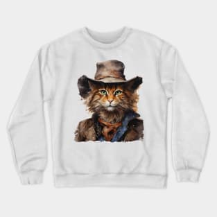Orange Cat Cowboy Crewneck Sweatshirt